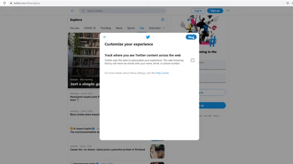 setup twitter account custom