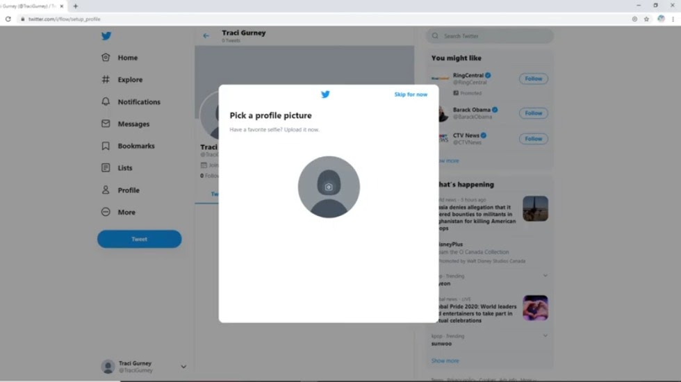 setup twitter profile pic